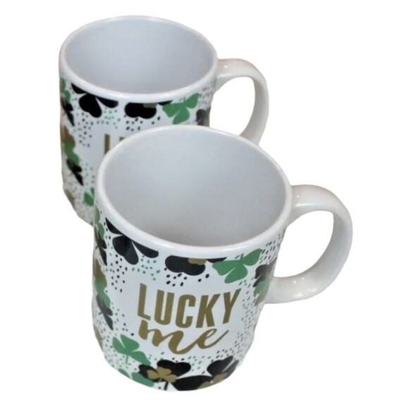 Irish St. Patricks Day Coffee Mugs "Lucky Me" Shamrocks‎ Clovers Ceramic Holiday - Picture 2 of 3